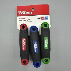 Hyper Tough 3-Piece FOLDING HEX KEY SET: SAE  METRIC STAR Heavy-Duty Steel New